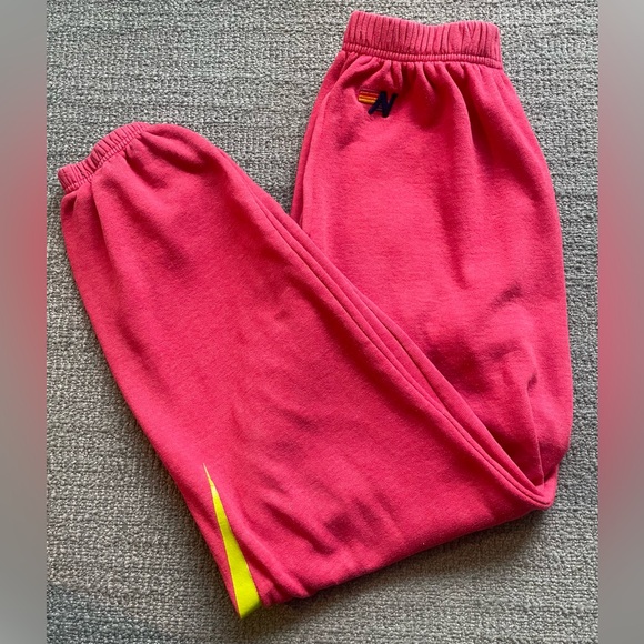 AVIATOR NATION Women’s Red/Pink Neon Bolt Sweatpants Joggers - Picture 11 of 13